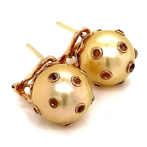 South Sea Pearl Sapphire Earrings 14k Gold 11.33 mm Certified $5,950 113478 - Picture 10 of 16